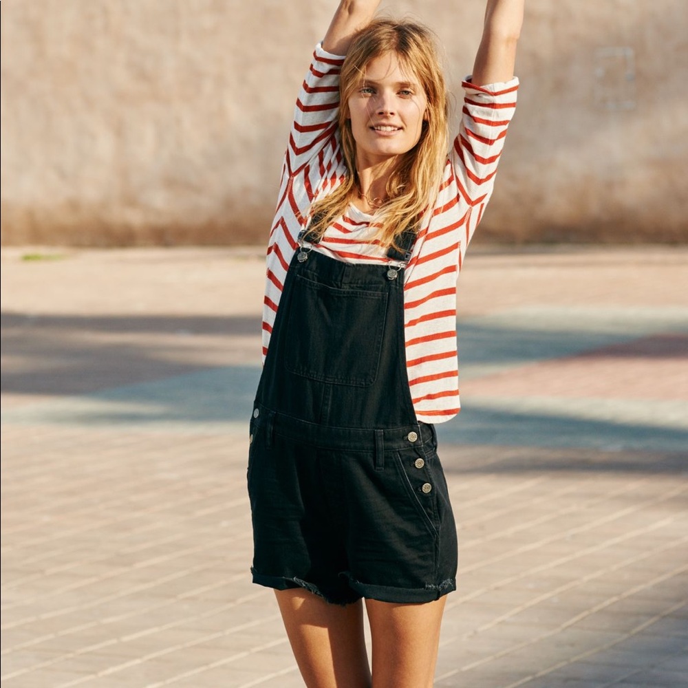 Madewell Adirondack Short Washed Black Overalls
